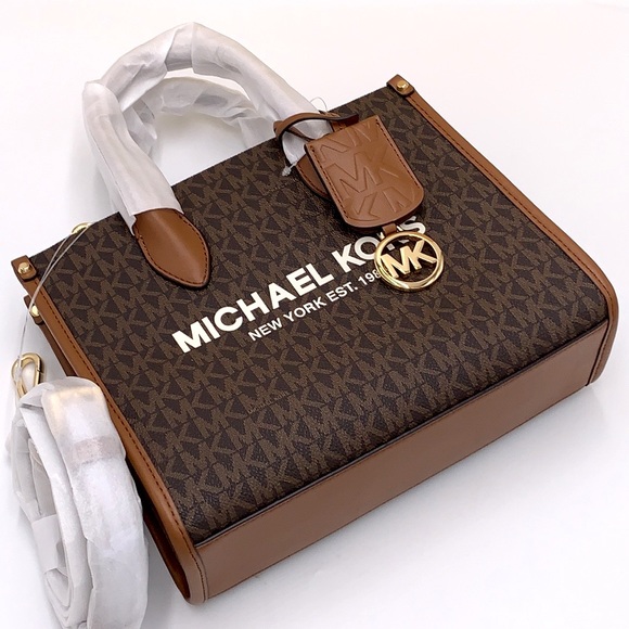 🔥Offer of the day!Michael Kors Mirella Small Crossbody Tote Bag Brown Signature - Picture 2 of 13